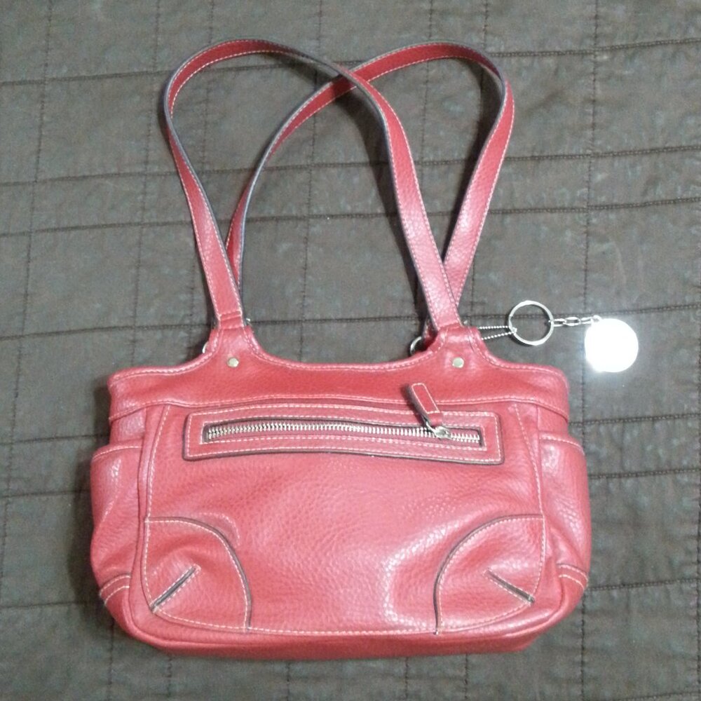 Duck Head Leather Pebble Faux Purse Hand Bag Shoulder Bag Red